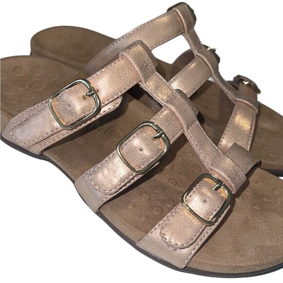 Vionic Misa Rose Gold Triple Adjustable Slip On Sandals Size 7 - Picture 5 of 11